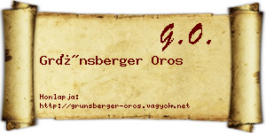 Grünsberger Oros névjegykártya